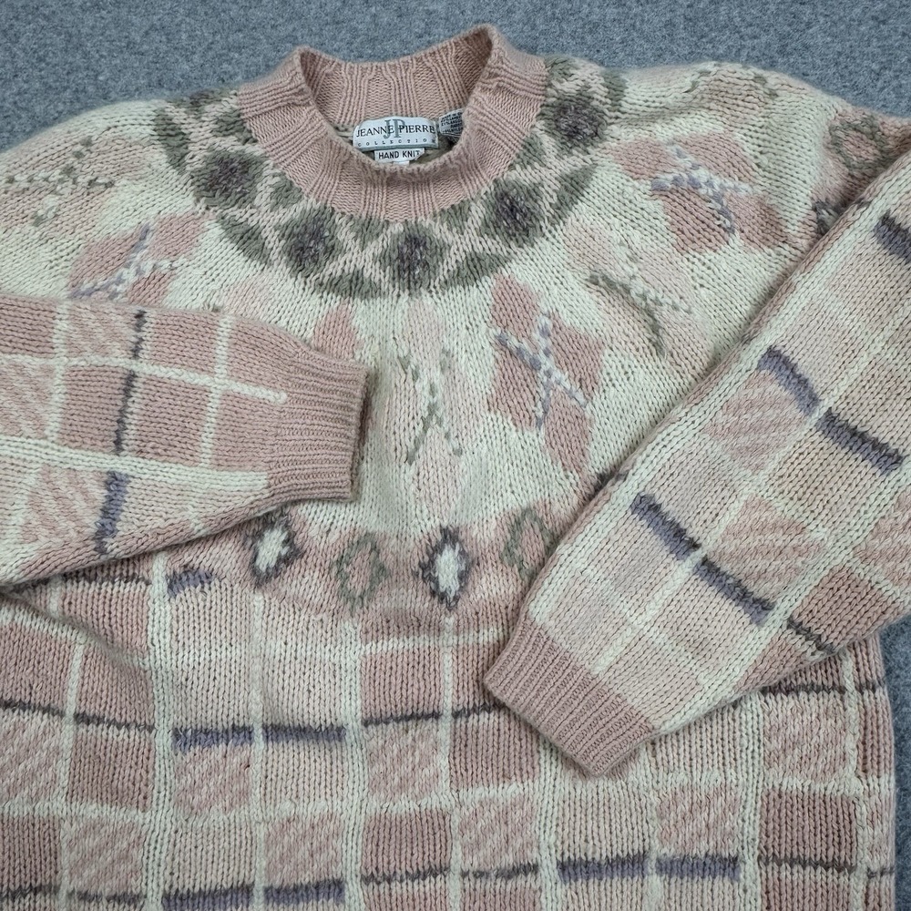 Vintage Jeanne Pierre Lambswool‎ Angora Geometric Sweater Womens Large Hand Knit